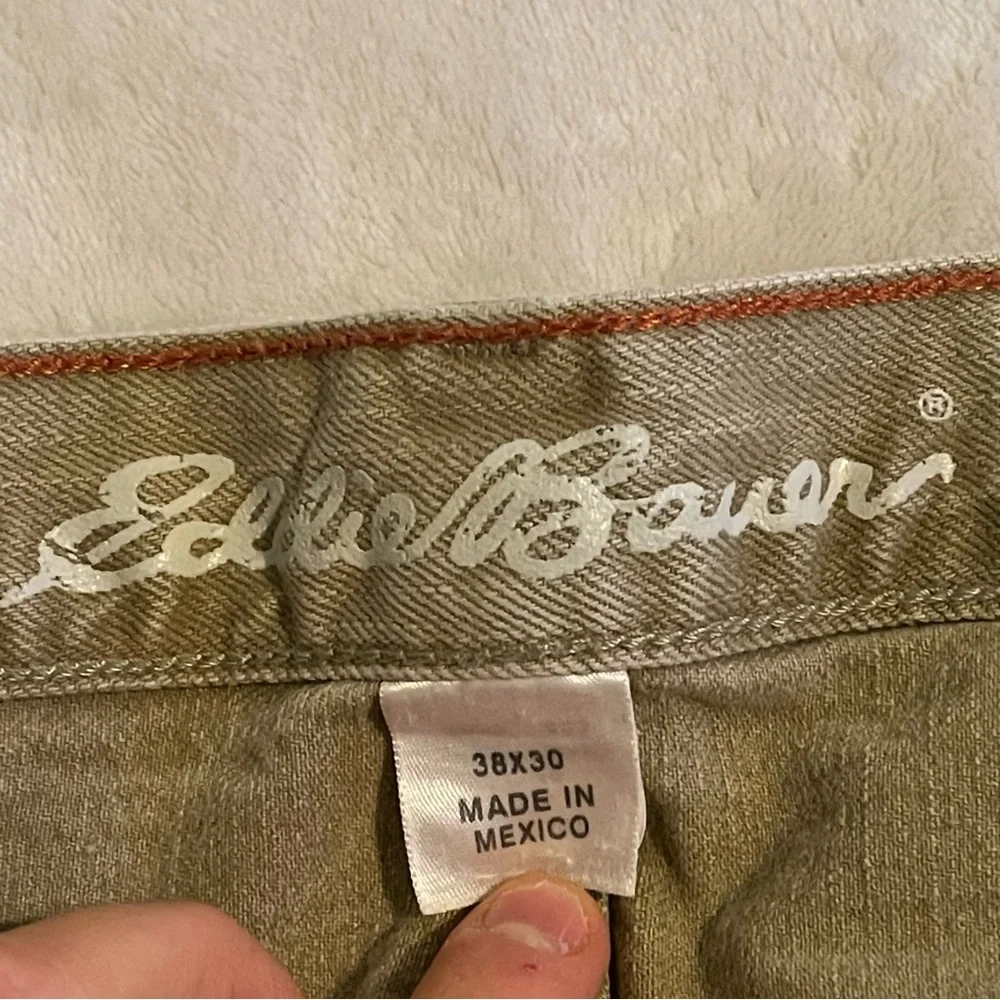 Vintage Eddie Bauer Jeans Men 38x30‎ Beige Straight Leg Baggy Outdoors (36x29)